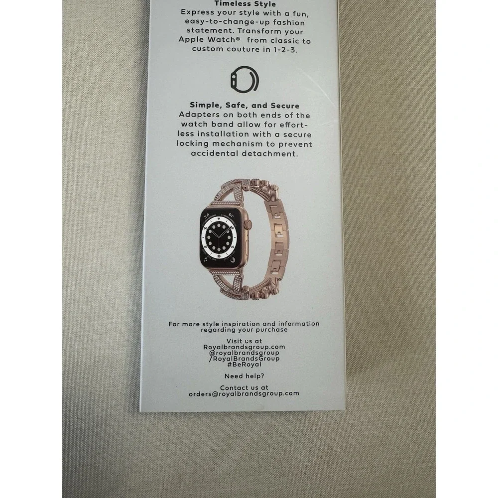 Royal Tech Rose Gold Herringbone Bling Adjustable Apple‎ Watch Band 38, 40, 41mm